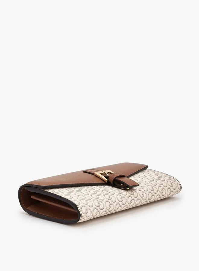 سيليست Monogram Print Wallet with Button Closure
